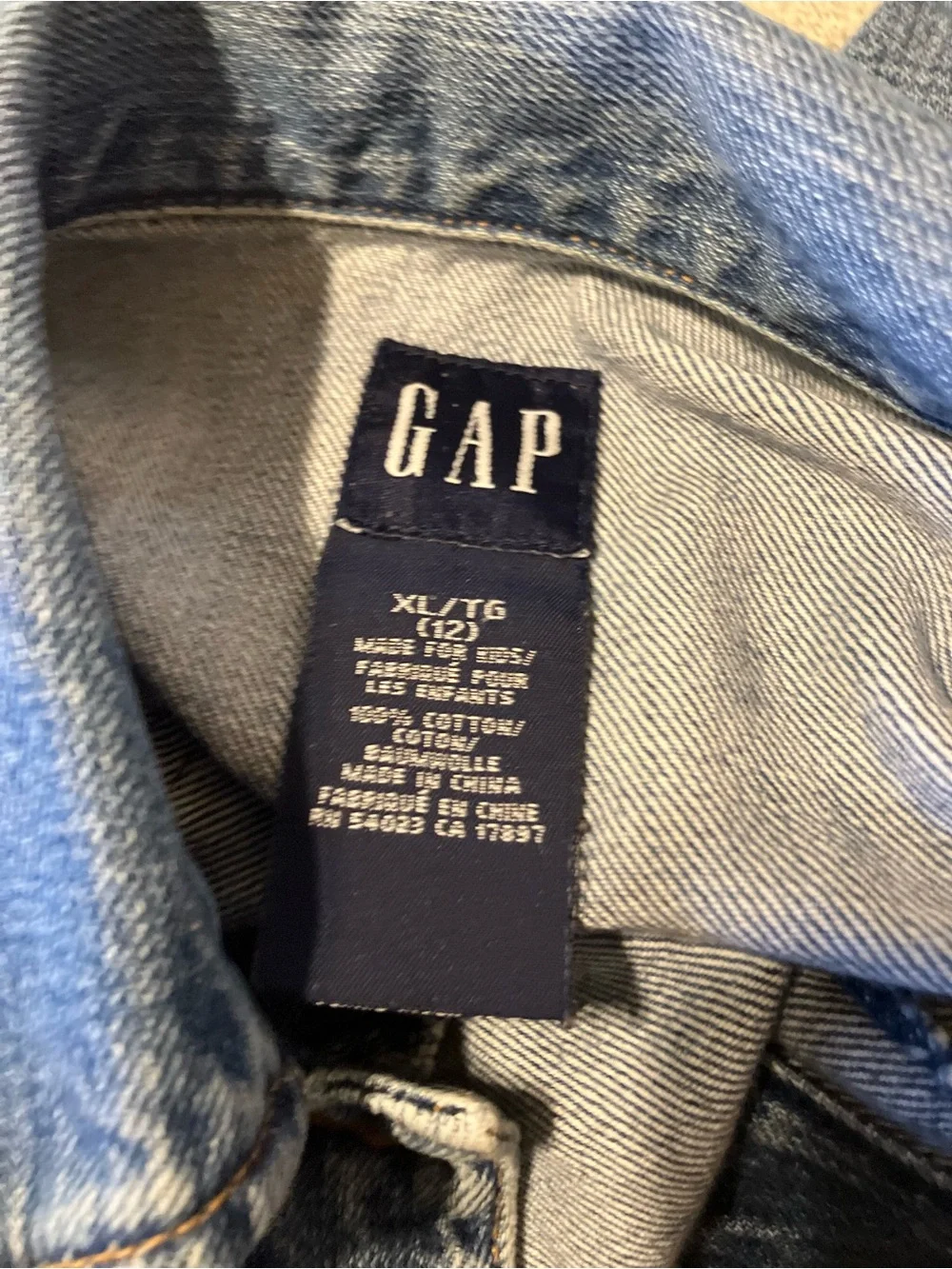 GAP Blue Denim Jean Girls Jean Jacket size XL (12)
